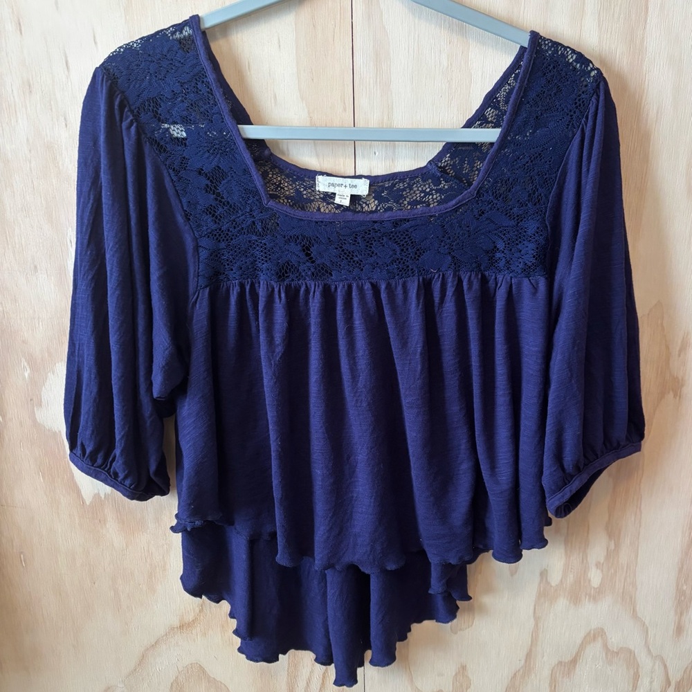 Paper Tee Deep Purple Lace Blouse